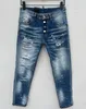 Jean homme Rips Stretch noir denim Jean italie mode Slim Fit lavé moto pantalon lambrissé Hip HOP pantalon 318Q