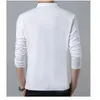 Marque hommes Polo hommes à manches longues solide Polos Camisa Polos Masculina décontracté coton grande taille M4XL hauts 220726