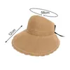 Brede rand hoeden zon hoed uv resistent stro wevende decoratieve outdoor boog dames casual visser vizier voor campingwide