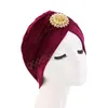 Muslim Fashion Turbans Hijabs For Women Comfortable Women's Headscarf Hats Alloy Diamond Noble Vintage Gold Velvet Indian Hat