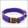 Pet Dog Collar Classic Solid Basic Polyester Nylon Med Snabb Snap Spänne Valfri PL Rope 7 Färger Drop Leverans 2021 Collar Leashes Su