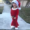 Kläder sätter toddler baby tjejer jul outfit santa claus kostym för år 2022 barn toppar bälte byxor hatt kläder