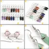 Dingle ljuskronorörhängen smycken natursten turkos pärla hexagonal prismpunkt läkning chakra charm mode kvinnor droppleverans 2021