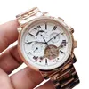 Top brand fashion men rose gold watch Stainless Steel band luxury man watch Mechanical Automatic Moon Phase mens wristwatch for me2989