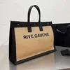 여성 핸드백 토트 쇼핑 가방 직조 대용량 포켓 RIVE GAUCHE 여름 여행 가방 남자 어깨 가방 캔버스 가죽