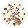 Horloges murales violet lilas fleur planche en bois horloge Design moderne suspendu décor à la maison salon rond PVC horlogesmurmurmur