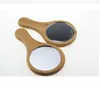 Party Favor Natural Wood Mirror Woode Hand-Mirror Vintage Portable Compact Makeup Hand Hold Mirror Wedding Present SN4403