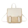 Backpack Vintage Straw Women's Fashion Shoulder Bag Versatile Woven Pu Leather Elegant Luxury Designer Small 220628