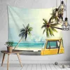 Boho plażowa ściana gobelinu palmowego morze ocean krajobraz autobus hipisowy gobelin dekoracja drapa ściana dywan koc dekoracja domu j220804