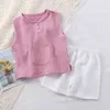 Set di abbigliamento per bambini in due pezzi Completo estivo per ragazze 2022 Bimbo senza maniche Canotte e pantaloncini Tute Traspirante Morbido abbinato G220509