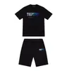 Heren Trapstar geborduurd t -shirt Korte mouw Outfit Chenille Tracksuit Black Cotton London Streetwear Sunscreen Design 63es