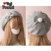 Japansk kawaii beret hatt lolita tonåring hjärta söt ull handgjorda söta vågor båge varm höst vintermålare hatt huvudbonad j220722