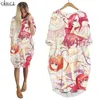 Femmes robe Quintuplets Quintessential 3D imprimé ample fille jupe dessin animé à manches longues décontracté poche robes féminines W220616