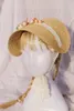 Nakrycia głowy lolita słomka kapelusz kwiaty retro słoneczne ręcznie robione herbaciarskie imprezie pasterska maska ​​francuska koronka płasko dla dziewczyn codzienne życie akcesoria