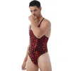 Body Shapers pour hommes Mode pour hommes Lip / Skull Print Body Sous-vêtements Hight Cut Thongs Lingerie Round Jumpsuit Neck Sans manches One-piece Swims