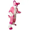 Symulacja różowa husky pies maskotka kostiumy wysokiej jakości kreskówki strój postaci garnitur Halloween dla dorosłych rozmiar przyjęcia urodzinowe sukienka festiwalowa na świeżym powietrzu