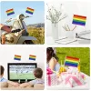 Rainbow Pride Flag Small Mini Hand Hand Banner Stick Gay LGBT Decorazioni per feste per sfilate Festival DHL