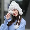 BERETS H7732 KVINNA BOMBER HAT Vinteröreskydd tjockt termiskt varmt stickat Cap Korean Studentflicka Lovely Fur Ball Cute Simple Caps