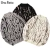 Una Reta Print Seater Men New Autumn Streetwear Men's Clothes Hip Hop Pullover Men Patchwork特大のソフトカップルセーターT220730