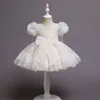 女の子のドレス 2022 かわいい洗礼 1 歳の誕生日ドレス女の赤ちゃん服子供 Clohtes プリンセスレースのウェディングパーティー半袖