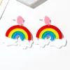 Baumelnde Kronleuchter, niedliche große Regenbogen-Acrylharz-Ohrringe für Frauen, Mädchen, Geburtstag, langer Anhänger, süße Accessoires, Ohrringe