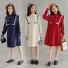 Meisjesjurken meisjes zachte trui jurk tiener kinderen autum school 2022 winter kinderen knopen brei uniform kleding #6525Girl's