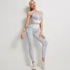 Seamless Yoga Clothes Two-Piece Set Womens Hip Raise Skinny Workout Clothes Set Bra Running Exercise Vest Suit