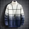 Plaid Pullover Turtleneck Mens Sweaters Fall Winter Cashmere tr￶ja Tjock hane Keep Warm Pull Homme 220812