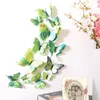 Fashion Double layer 3D Butterfly Wall Sticker on the wall Home Decor Butterflies for decoration Magnet Fridge stickers 12PCS/set