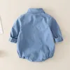 Ins Baby Romper Jumpsuits Cotton Denim Girl Boy Long Sanges Long Sanges Recién nacido para niños para la primavera otoño