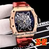 2022 Rafael Nadal Miyota Automatik Herrenuhr Roségold Skelett Zifferblatt Orange Grau Camouflage Kautschukarmband Uhren Puretime01 E137-3502-E5