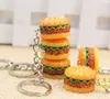 Großhandel neue 50pcs Personalisierte Harzsimulation Food Mini Hamburger Schlüsselbund -Kettenzubehör Geschenkanhänger