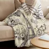 Blankets Eiffel Tower Bicycle Retro Balloon Throw Blanket For Beds Microfiber Flannel Warm Sofa Bedding Bedspread Gifts