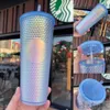 Starbucks New Year Cup winter skiing crystal snow mountain durian glass straw mark thermos cup set kettle