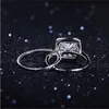 Cluster Rings Vintage 925 Sterling Silver Diamond For Women Luxury Design Wedding Anniversary Ring Finger Set 2-i-1 Jewelry Gift Cluster Rit