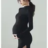 Black Sexy Maternity Dresses Pography Props Split Side Long Pregnancy Clothes Po Shoot For Pregnant Women Dress 220607