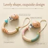 Sucettes # bébé sucette chaîne pince en bois sans BPA Silicone incurvé infantile mamelon Clips né mâcher accessoiressucettes #