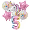 1Set festivi Arcobaleno Unicorno Palloncino Festa32 pollici Numero Palloncini Foil 1st Bambini Unicorno Tema Decorazioni di compleanno Baby Shower Globos