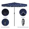 US Stock Navy Blue Blue Outdoor Patio Umbrella Immbrel de 9 pieds du rabat de 9 pieds parapluie 8 côtes robustes avec bouton-poussoir Inclinaison et manivelle W41921424 TTK