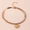 Söta små lysande fjärilsingor för kvinnor rostfritt stål guldkedjelänk barfota ankelarmband boho smycken present bijoux