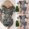 Basker spädbarn baby flicka blommor kläder romper ruffle byxor leggings höstkläder set1 delm22