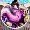 Teppiche Mikrofaser-Marmor-Strandtuch mit abstraktem Muster, groß, für den Sommer, runde Strandtücher mit Quaste, Aquarell, Yoga-Strandmatte