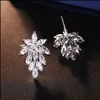 Brillant Marquise feuille cubique zircone bijoux de mariée boucles d'oreilles CZ cristal boucles d'oreilles pour femmes accessoires de mariage mariée fête portant CL0977