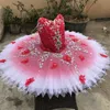 Scene Wear Red Flower Fairy Ballet Competition Tutu Cosutmes Girls Custom Made Professional Ballerina Pancake BT4002Stage