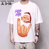 メンズTシャツサンタクロースメリークリスマストナカイホワイトTシャツオタク面白いハラジュクハーフスリーブトップティークールな男性ホリデーウェアメンズ