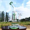 11" Green Glass Water Pipe Bong Hookah Pipes Bongs Tobacco Smoking Bubbler Smoke Pipes Bongs Bottles Dab Rig 18mm Bowl US Warehouse