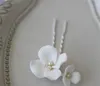 Mariage mariée blanc en céramique fleur épingles à cheveux perles tête U Clip Lot bijoux diadème fête bal casque cheveux ornement coiffure