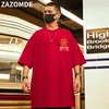 ZAZOMDE Mode D'été Surdimensionné T-shirts Hip Hop Hommes Coton T-Shirt Lâche Caractère Chinois Imprimer T-shirt Hommes Casual Tops 220621