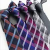 MENS Fashion Tie 8cm Silk Classic Slipsig gul blå rutig randiga blommor banden affärer bröllop mans halskläder tillbehör