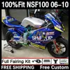 Fiberglasinjektion mögel kroppar för Honda NSF-100 NSF 100 karosseri 10dh.67 NSF100 06 07 08 09 10 NS-F100 2006 2007 2008 2009 2010 Glass Fiber Fairing Gloss Blue